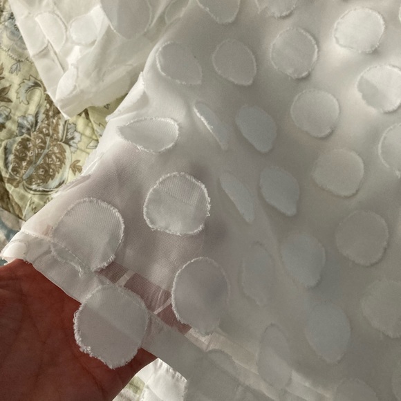 Anthropologie Sz4 chiffon white dot tie back blouse - Picture 7 of 7